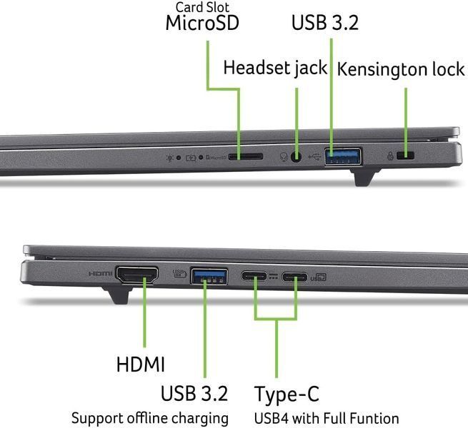 Laptop Acer 16.0 Aspire 16 AI A16-61M Steel Gray, AMD Ryzen AI 7 350, 32Gb, 1Tb, AMD Radeon Graphics, 16.0 OLED WUXGA (2048x1280) Non-glare, HDMI, 802.11ax, USB4, USB-A, CR, FHD Web, Linux, Illum Keyb, NX.JS3EU.004 240119 DOXYTERRA.md foto