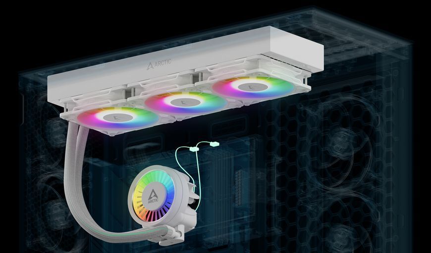 Sistem de racire cu lichid Arctic Liquid Freezer III Pro 420 A-RGB White Multi Compatible All-In-One CPU Water Cooler, Intel 1851/1700 AMD AM5/AM4, VRM Fan A-RGB: 400&ndash;2500rpm, Pump: 800&ndash;2800rpm, 3x140mm P14 Pro A-RGB Fan 400&ndash;2500rpm, Airflow 110 cfm/186 m 32976 DOXYTERRA.md foto