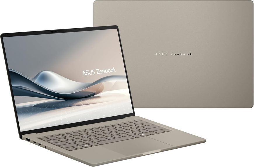Laptop ASUS 14.0 Zenbook A14 OLED UX3407QA Zabriskie Beige, Qualcomm Snapdragon X X1-26-100, 16Gb, 512Gb, 14.0 OLED WUXGA (1920x1200) Glare, Qualcomm Adreno, HDMI, 802.11be, Bluetooth, USB4, USB-A, IR FHD Web, Win11 Home, Illum Keyb, UX3407QA-QD197W 239993 DOXYTERRA.md foto