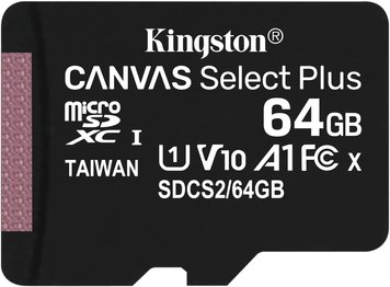 64GB Kingston Canvas Select Plus SDCS2/64GB microSDHC, 100MB/s, (Class 10 UHS-I) + Adapter MicroSD-SD (card de memorie/карта памяти) 26211 фото