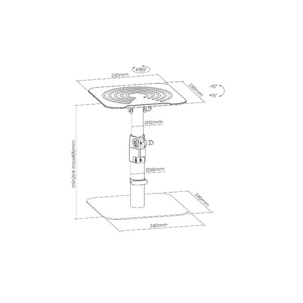 Brateck BS-69T Desktop Freestanding Speaker Stand (2 pcs set), Black, Tilt Range: +15°~-15°, Rotation: +180°~-180°, Weight Capacity: 15kg 32030 foto