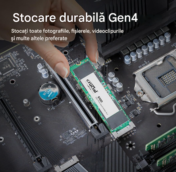 Внутрений высокоскоростной накопитель 1TB SSD PCIe 4.0 x4 NVMe M.2 Type 2280 Crucial E100 CT1000E100SSD8, Read 5000MB/s, Write 4500MB/s 33458 DOXYTERRA.md фото