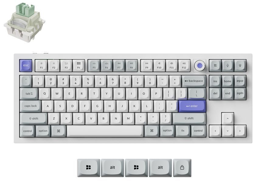 Tastatura mecanica Keychron Q3 HE 8K Magnetic Switch Custom Full-Metal Mechanical Keyboard (Q3HW-P1), White, 80% TKL layout, Knob, RGB Backlight, Keychron Ultra-fast Lime Magnetic Switch, Hot-Swap, 8K Polling Rate, Wired, USB Type-C, gamer 33503 DOXYTERRA.md foto