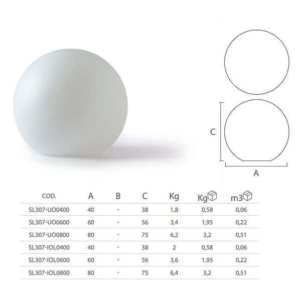 Sfera decorativa luminoasa LYXO SOLE LUMINOUS SPHERE RGBW d80 cm with batteries Rgbw led kit INDUCTION - WATER USE IP68 SL307-0800X1+019CA01 (Sfera decorativa luminoasa RGBW de exterior cu iluminare RGBW) 30115 DOXYTERRA.md foto