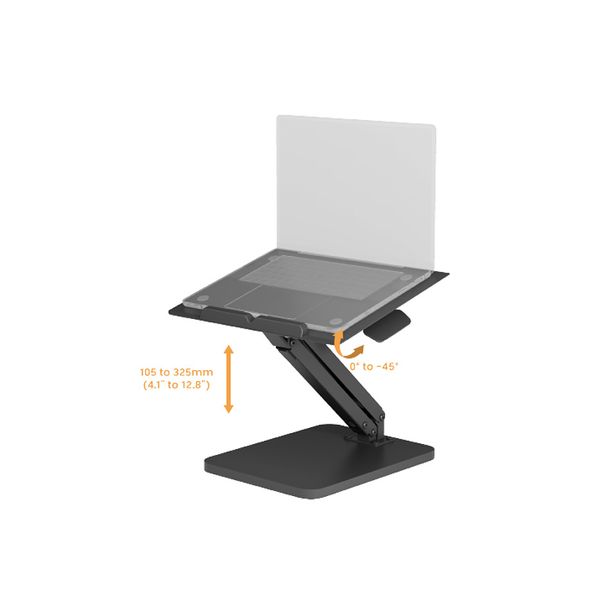 Brateck DWS36-01 Gas Spring Sit-Stand Desk Converter for Laptop, Black, Tabletop Tilt Range: 0~-45°, Height Range: 105~325mm, Weight Capacity 5Kg 32027 фото