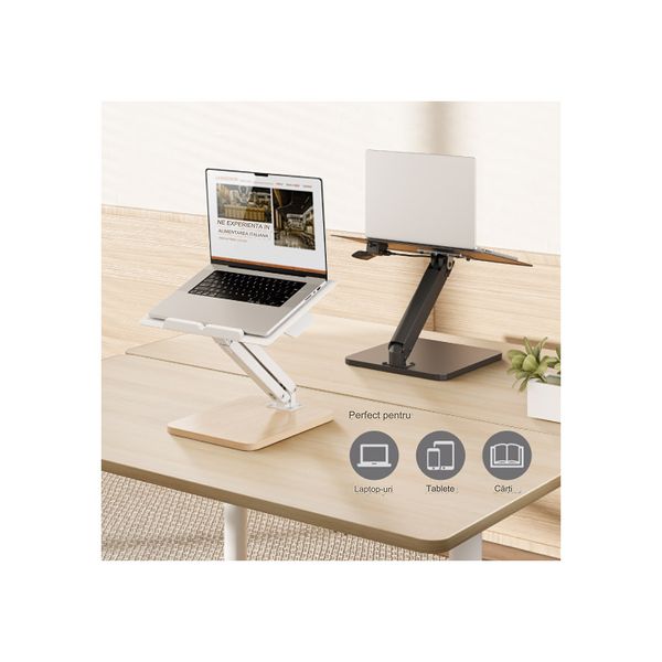 Brateck DWS36-01 Gas Spring Sit-Stand Desk Converter for Laptop, Black, Tabletop Tilt Range: 0~-45°, Height Range: 105~325mm, Weight Capacity 5Kg 32027 foto