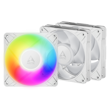 Вентилятор для корпуса Case/CPU FAN Arctic P12 Pro A-RGB White 3-PACK, A-RGB PWM Fan with Cable Splitter, 120x120x25 mm, 4-Pin-Connector + 4-Pin-Socket, 600-3000rpm, Airflow 77 cfm / 131 m3/h, ACFAN00326A 32978 DOXYTERRA.md фото