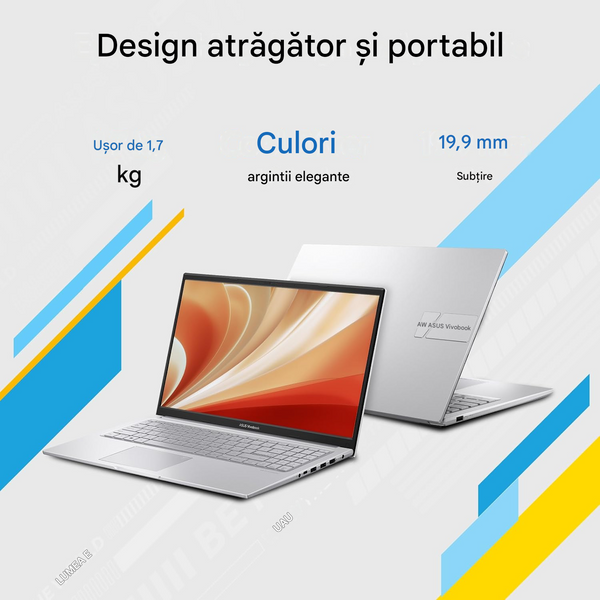 Laptop ASUS 16.0 Vivobook 16 M1605NAQ Cool Silver, AMD Ryzen 5 150, 16Gb, 512Gb, AMD Radeon Graphics, 16.0 FHD (1920x1200) AG, HDMI, 802.11ax, USB-C, USB-A, HD Web, No OS, Illum Keyb, M1605NAQ-MB066 251193 DOXYTERRA.md foto
