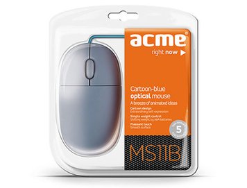 Acme MS11B Cartoon-blue Optical Mouse USB, Grey/Blue, 1000dpi, 1.5m (mouse/мышь), XMAS 19700 фото