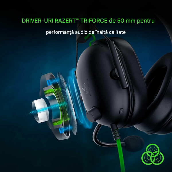 Наушники игровые Razer Gaming Headset BlackShark V2 X (RZ04-03240100-R3M1) 7.1 Surround sound, 12 - 28,000 Hz, 32 ohm, 100 dB, Mic, 50 mm with Neodymium magnets Razer TriForce, cable 2m, USB Type-A&Analog 33568 DOXYTERRA.md фото