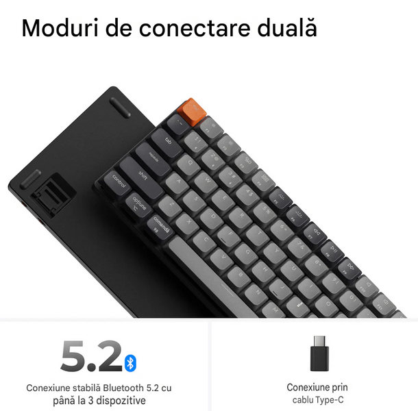 Tastatura mecanica Keychron K3 Version3 QMK Wireless Custom Mechanical Keyboard (K3X-H1), Ultra-slim, 75% layout, RGB Backlight, Shine-Through Keycaps, Keychron Low-Profile Mechanical Red Switch, Hot-Swap, Bluetooth, USB Type-C, gamer 33506 DOXYTERRA.md foto