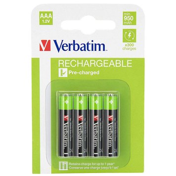 Verbatim AAA Rechargeable Battery 950mAh 4 Pack 49942 25637 фото