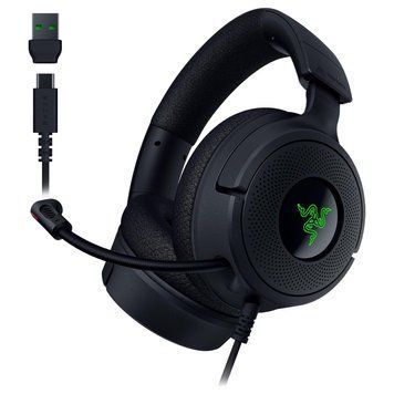 Наушники игровые Razer Gaming Headset Kraken V4 X Black (RZ04-05180100-R3M1) 7.1 Surround Sound, 20 - 20,000 Hz, 32 ohm, 109 dB, Retractable Razer HyperClear Cardioid Mic, Razer Chroma RGB, 40 mm with Neodymium magnets Razer TriForce, wired 1.8m 33569 DOXYTERRA.md фото