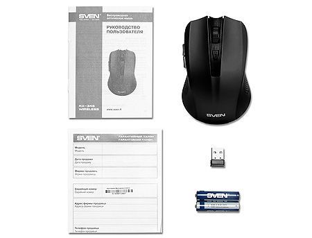 Mouse SVEN RX-345 Wireless Black, 600/1000/1400dpi, nano reciever, USB (mouse fara fir/беспроводная мышь) 23430 foto