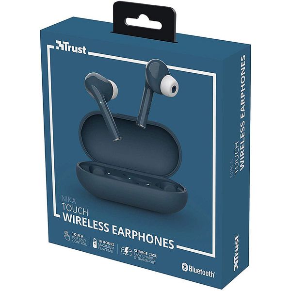 Trust Nika Touch Bluetooth Wireless TWS Earphones - Blue, Up to 6 hours of playtime, Manage all important with a simple touch 29680 фото