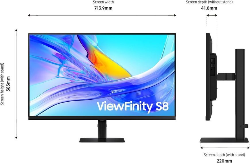 Monitor 27 SAMSUNG ViewFinity S8 S80UD Black, IPS, 3840x2160 4K UHD, 60Hz, 5ms, 350cd, HDR10, MegaDCR, HDMI+DP+TypeC+USB, LAN, Pivot 247993 DOXYTERRA.md foto