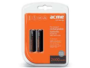 ACME Rechargable Batteries Ready to Use NiMh R06 (AA) 2600 mAh 2pcs 14995 фото