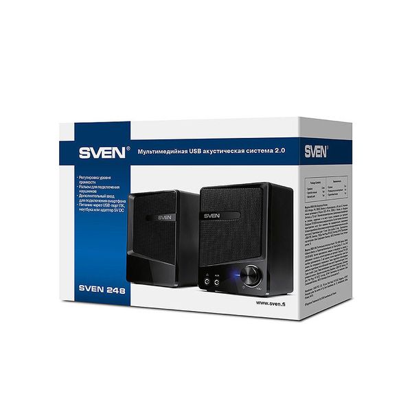 Active Speakers SVEN 248 Black USB, RMS 6W, 2x3W (boxe sistem acustic/колонки акустическая система) 29254 фото