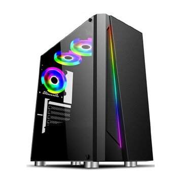 Корпус для компьютера Case Miditower ATX HPC R-05 Black, 650W, 12cm fan, 24 pin, 8 pin(4+4), 2x 8pin(6+2), 2xSATA cables, Glass side panel, 1xRGB fan, 1xUSB 3.0, 2xUSB 2.0 & Audio (carcasa/корпус) 29777 фото