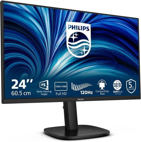 Monitor 23.8 PHILIPS 24B2N3200J Black, IPS, 1920x1080 FHD, 120Hz, AdaptiveSync, 4msGTG, 300cd, MegaDCR, D-Sub+HDMI+DP+USB, Speakers, Pivot, 24B2N3200J/00 243831 DOXYTERRA.md foto