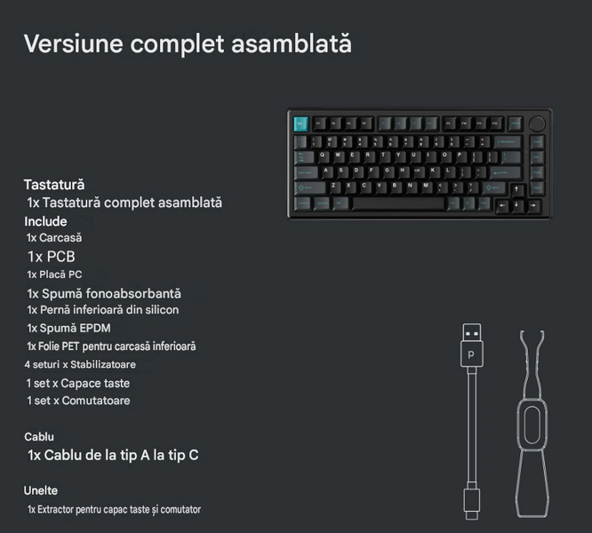 Tastatura mecanica Keychron J2 HE 8K Magnetic Switch Mechanical Keyboard ( KJ2HW-H1), Black, 75% layout, Knob, RGB Backlight, Keychron Ultra-fast Lime Magnetic Switch, Hot-Swap, 8K Polling Rate, Wired, USB Type-C, gamer 33509 DOXYTERRA.md foto