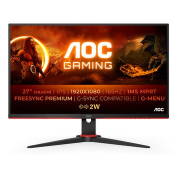 27.0 AOC IPS LED 27G2SPAE/BK Borderless Black/Red (1ms, 3000:1, 350cd, 1920x1080, 178°/178°, AMD Free-Sync Premium 165Hz, VGA, HDMI, DisplayPort, Speakers 2 x 2W, Audio Line-out, VESA) AOC 27G2SPAE/BK фото