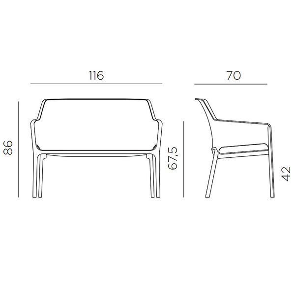 Диван двухместный Nardi NET BENCH TORTORA 40338.10.000 (Диван двухместный для для сада и террас) 26863 DOXYTERRA.md фото
