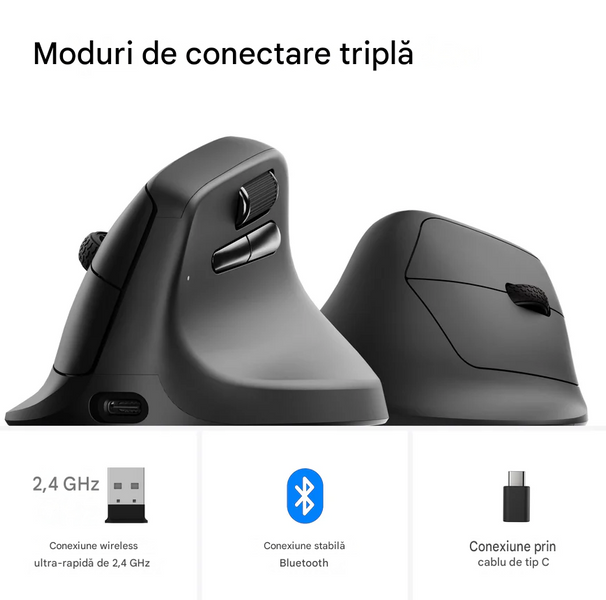Mouse Keychron M5 Wireless Ergonomic Mouse (M5-A23), DPI Range 100-30000, 750 IPS, Sensor PixArt 3950, Polling Rate 8000 Hz 2.4 GHz/Wired mode & 125Hz Bluetooth mode, Battery 600 mAh, USB Type-C, Black 33512 DOXYTERRA.md foto