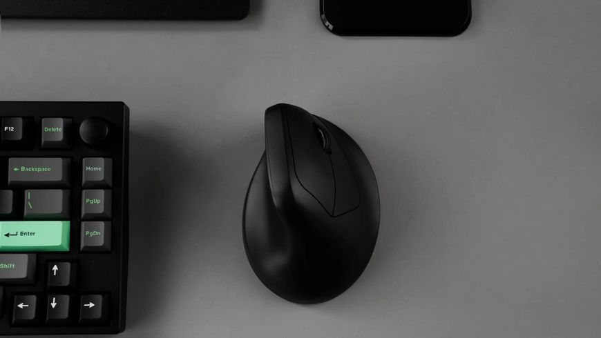 Mouse Keychron M5 Wireless Ergonomic Mouse (M5-A23), DPI Range 100-30000, 750 IPS, Sensor PixArt 3950, Polling Rate 8000 Hz 2.4 GHz/Wired mode & 125Hz Bluetooth mode, Battery 600 mAh, USB Type-C, Black 33512 DOXYTERRA.md foto