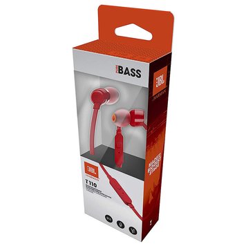 JBL T110 Red In-Ear Headphones, 20Hz–20kHz, Microphone, Remote, Cable, JBLT110RED (casti cu microfon cu fir JBL / проводные наушники с микрофоном JBL) 24526 фото