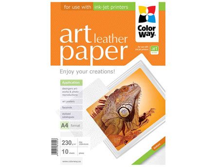 ColorWay Art Leather Glossy Finne Photo Paper, 230g/m2, A4, 10pack 20394 фото