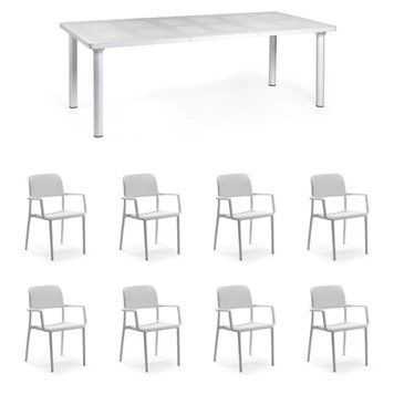 Комплект садовой мебели стол Nardi LIBECCIO 160-220cm EXTENSIBLE + 8 стульев NARDI BORA BIANCO 33364 DOXYTERRA.md фото