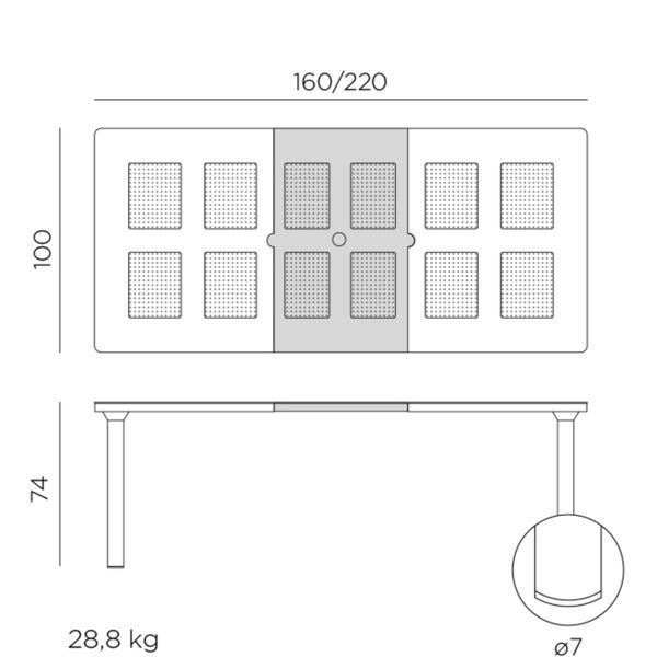 Set mobila de terasa masa Nardi LIBECCIO 160-220cm EXTENSIBLE + 8 fotolii Nardi BORA BIANCO 33364 DOXYTERRA.md foto