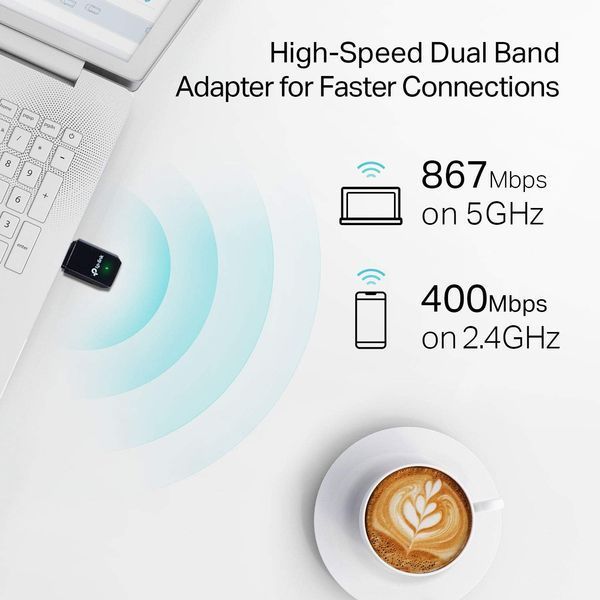 TP-LINK Archer T3U AC1300 Wireless Dual Band USB Adapter, 867Mbps on 5GHz + 400Mbps on 2.4GHz, 802.11a/b/g/n/ac, MU-MIMO, Mini size 32284 DOXYTERRA.md фото