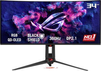 Монитор 34 ASUS ROG Swift Tandem RGB QD-OLED PG34WCDN HDR500 4K Gaming Monitor Curved 21:9, 0.231, 0.03ms, 360Hz, 1300cd/m2, DCI-P3 99%, Ergonomic Stand, Contrast 1.500.000:1, 3440x1440, USB Hub, DisplayPort 2.1/2xHDMI v2.1/USB-C 33597 DOXYTERRA.md фото
