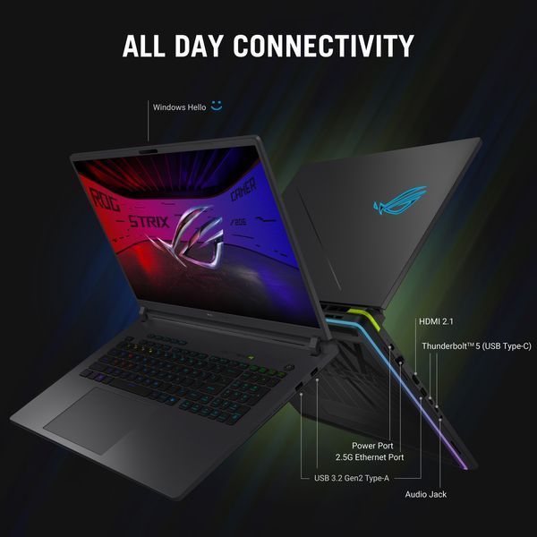 Laptop 18 ASUS ROG Strix G18 G815LR, Intel Core Ultra 9 275HX 2.7-5.4GHz/32GB DDR5/1TB PCIe 4.0 NVMe/GeForce RTX5070Ti 12GB GDDR7/WiFi 7 802.11be/BT5.4/2.5G LAN/HDMI/1080P Cam/Backlit RGB Keyb./18 ROG Nebula IPS 240Hz 3ms 500nits (2560x1600)/G815LR-S9085 32795 DOXYTERRA.md foto