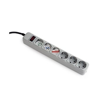 Фильтр импульсных помех Gembird Surge Protector SPG3-B-6C, 5 Sockets, 1.8m, up to 250V AC, 16 A, safety class IP20, Grey (Priza cu protectie - prelungitor/basic surge protection) 30485 фото