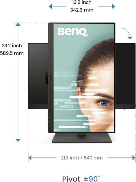 Monitor 23.8 BenQ GW2490T, Black, IPS, 1920x1080 FHD, 100Hz, 5ms, 250cd, CR1300:1, HDMI+DP, Speakers, Pivot 219860 DOXYTERRA.md foto
