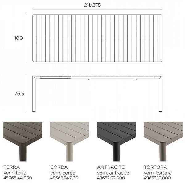 Masa extensibila Nardi Tevere 210 Extensible vern. tortora vern. tortora 49659.10.000 (Masa extensibila pentru gradina exterior terasa) 31317 DOXYTERRA.md foto