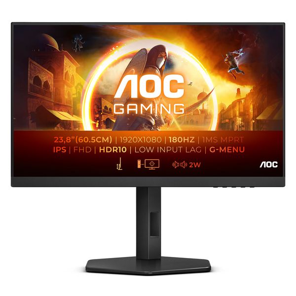 23.8 AOC IPS LED 24G4X Black (0.5ms, 1000:1, 300cd, 1920x1080, 178°/178°, 2 x HDMI2.0, DisplayPort, Refresh Rate up to 180Hz, HDR10, Adaptive sync / NVIDIA G-Sync, Speakers 2 x 2W, Height Adjustment, Audio Line-out, VESA) AOC 24G4X фото