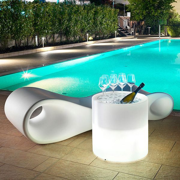 Столик LYXO HOME FITTING PARTY RGBW d55 cm cylinder table with batteries Rgbw led kit TA330-UOR550-019, DRAINAGE KIT INCLUDED (Цилиндрический столик с LED подсветкой с местом для хранения, для уличного сада, шезлонга, террасы, балкона) 30086 фото