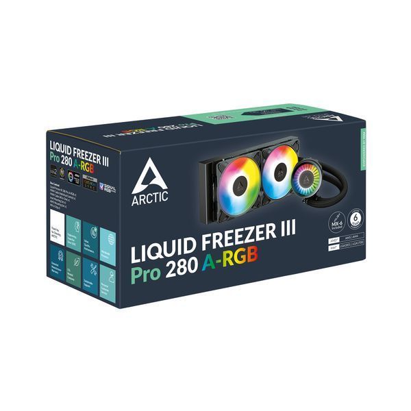 Кулер для процессора Arctic Liquid Freezer III Pro 280 A-RGB Multi Compatible All-In-One CPU Water Cooler, Intel 1851/1700 AMD AM5/AM4, VRM Fan A-RGB: 400&ndash;2500rpm, Pump: 800&ndash;2800rpm, 2x140mm P14 Pro A-RGB Fan 400&ndash;2500rpm, Airflow 110 cfm/186 ACFRE00183A 33266 DOXYTERRA.md фото