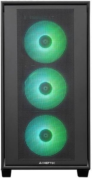 Case ATX Miditower Chieftec Gaming Hunter 3 GS-03B-OP Black no PSU, 1x USB 3.2 Gen2 Type C, 2x USB3.0, Audio-out/Mic-In, 4x 120mm A-RGB Fans, Mesh front panel, Tempered glass 33601 DOXYTERRA.md foto