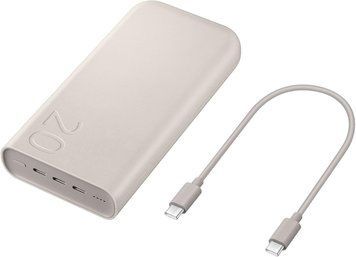 Power Bank Samsung 20,000 mAh Battery Pack (45W Super Fast Charging 2.0), Beige, 3 x USB-C, EB-P4520XUEGEU 33678 DOXYTERRA.md foto