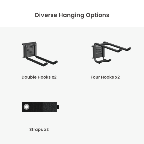 Suport organizator pentru unelte Brateck LGS01-01 Versatile Heavy-Duty Wall Storage Rack, 816x125x280mm, 2xDouble Hooks, 2x Four Hooks, 2xStraps, Weight Capacity 136Kg  33398 DOXYTERRA.md foto