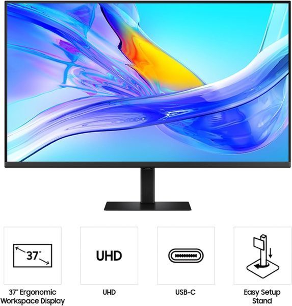Monitor 37 SAMSUNG ViewFinity S8 S37D802U  Black, VA, 3840x2160 4K UHD, 60Hz, 5ms, 350cd, HDR10, MegaDCR, HDMI+DP+TypeC+USB, LAN 248002 DOXYTERRA.md foto