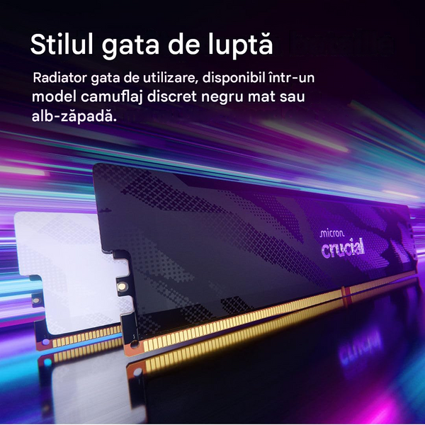 Memorie operativa 32GB DDR5 Dual-Channel Kit Crucial Pro White CP2K16G64C32U5W 32GB (2x16GB) DDR5 PC5-51200 6400MHz CL32, Retail 33643 DOXYTERRA.md foto
