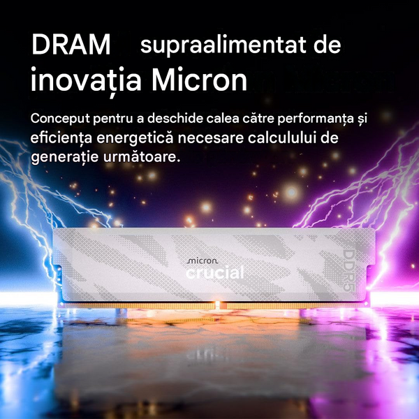 Memorie operativa 32GB DDR5 Dual-Channel Kit Crucial Pro White CP2K16G64C32U5W 32GB (2x16GB) DDR5 PC5-51200 6400MHz CL32, Retail 33643 DOXYTERRA.md foto