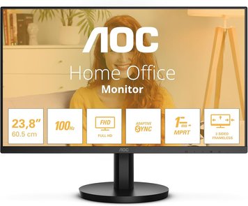 23.8 AOC IPS LED 24B3HA2 Black Bezel Ultra Narrow (1ms, 1000:1, 250cd, 1920x1080, 178°/178°, VGA, HDMI, Refresh Rate 100Hz, Speakers 2 x 2W, Audio Line-out, VESA) 32113 foto