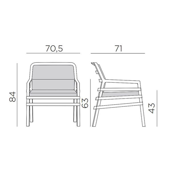 Кресло с подушками Nardi ARIA FIT BIANCO caffe 40330.00.165.FIT (Кресло с подушками для сада и терас) 28215 фото